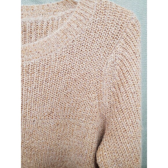 Ann Taylor Peach Sequined Boat Neck Mohair/Wool Blend Pullover Sweater Sz Large - Picture 2 of 7